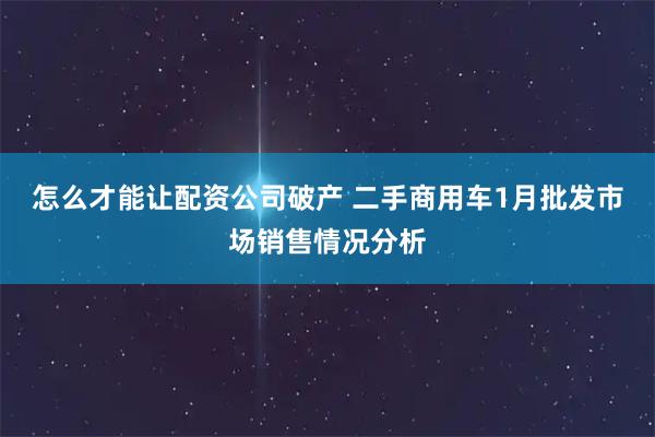 怎么才能让配资公司破产 二手商用车1月批发市场销售情况分析